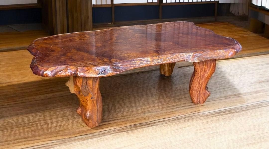 木下家具ローズマリーシリーズ★一枚板 無垢テーブル　高級ローテーブル　座卓