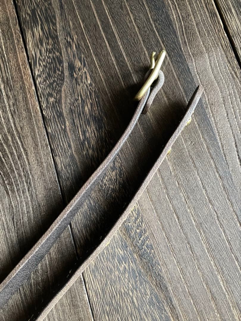 専用品　スタッズナローロングベルト真鍮フラワー　オイルシボ　ブラウン