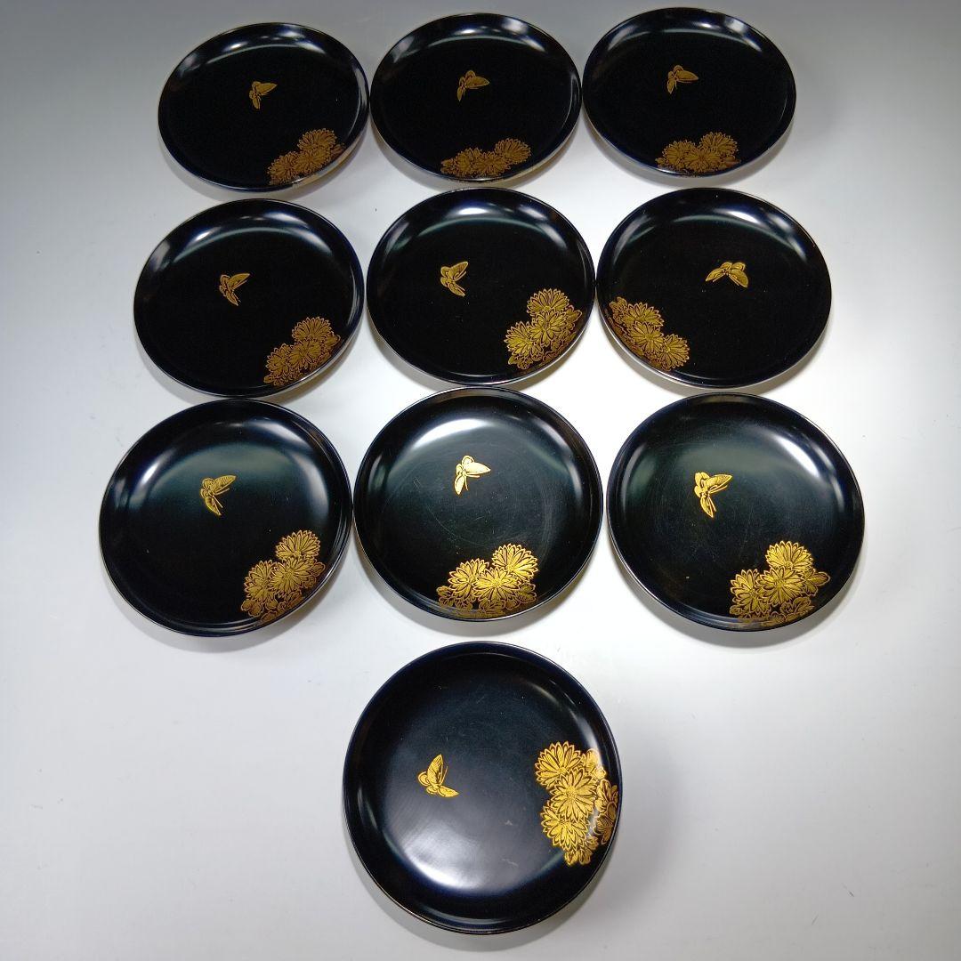 最終値下げ時代物　輪島塗沈金蒔絵　菓子碗　雑煮碗　　10客