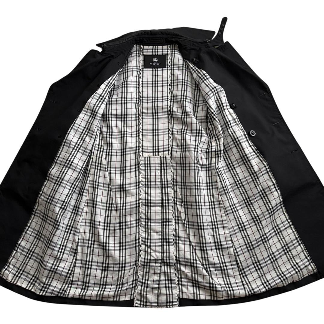 【訳あり】バーバリーブラックレーベル トレンチコート ノバチェック 黒 Mサイズ