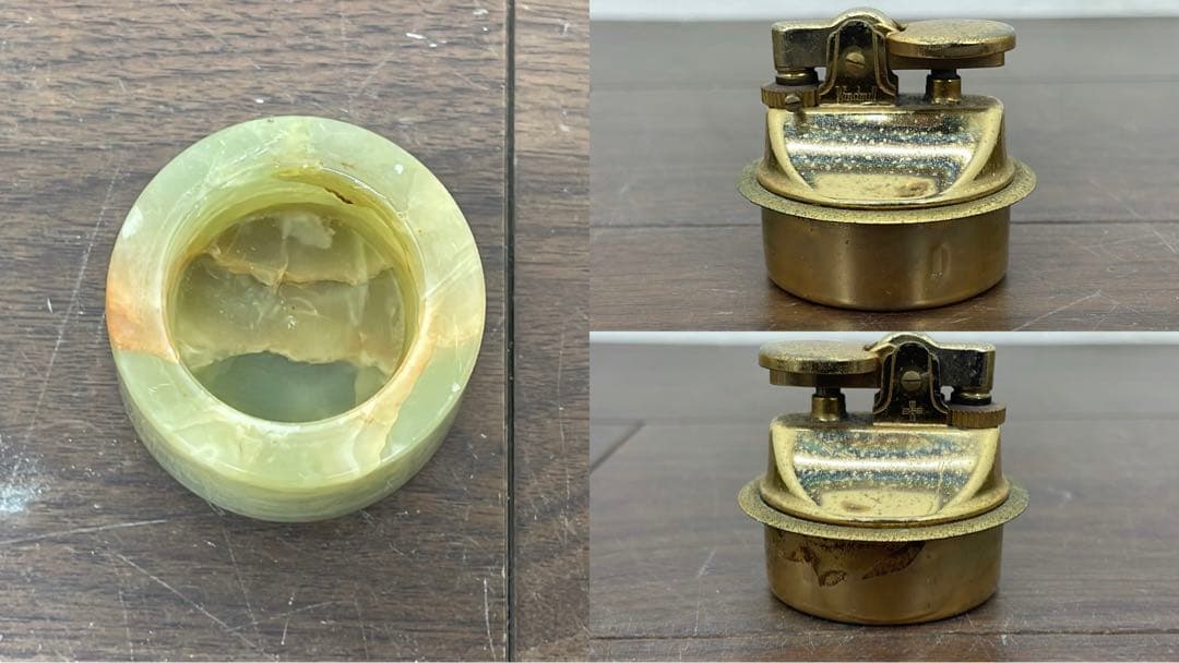 EEK13 グリーンオニキス 大理石 天然石 喫煙グッズ 灰皿 小物入 ライター