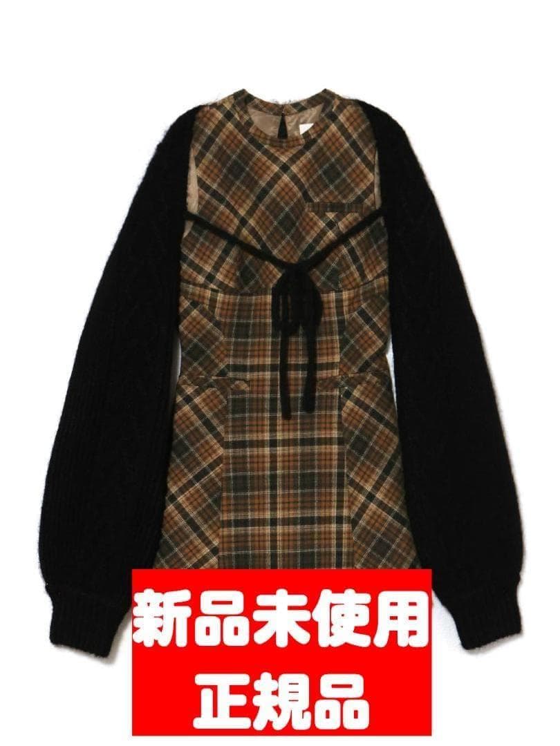 ワンピース andmary Mimi check set mini dress yellow