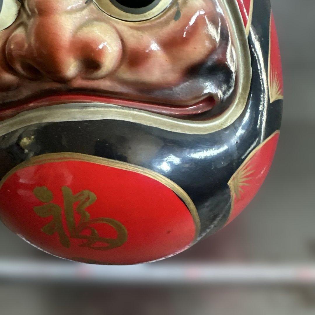 お値下げ❣️ヴィンテージ希少品‼️陶器ダルマ貯金箱　赤色の達磨 置物