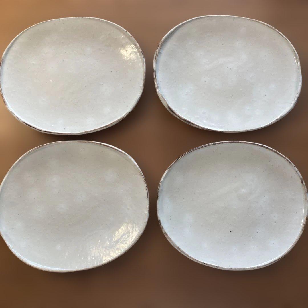 花岡 隆　粉引 楕円皿 ４枚セット