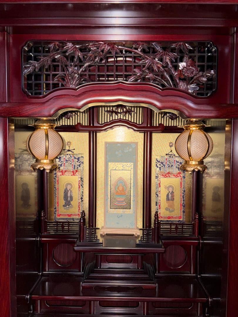 【特大セール中！】唐木仏壇・紫檀調 16号 本体+仏具セット