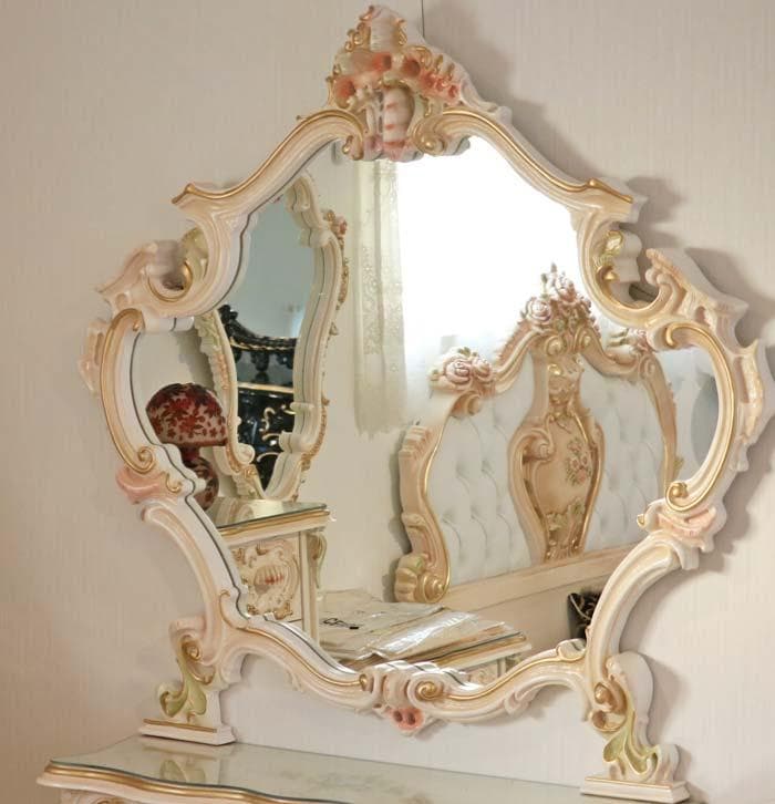 ロココ調 壁掛けミラー ワイドミラー 鏡 完成品 猫脚 姫家具