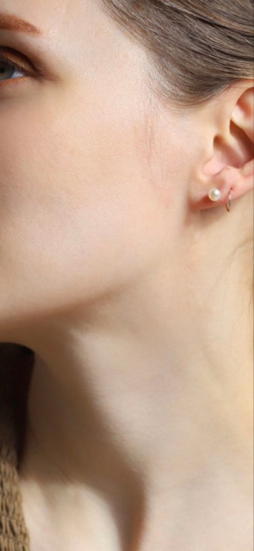 mimi33 10金　淡水パール　フープピアス ゴールド