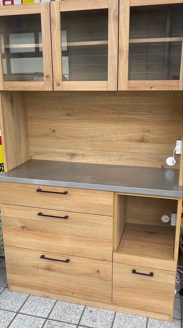 食器棚 オープンボード 幅110cm カップボード キッチンボード 電子レンジ