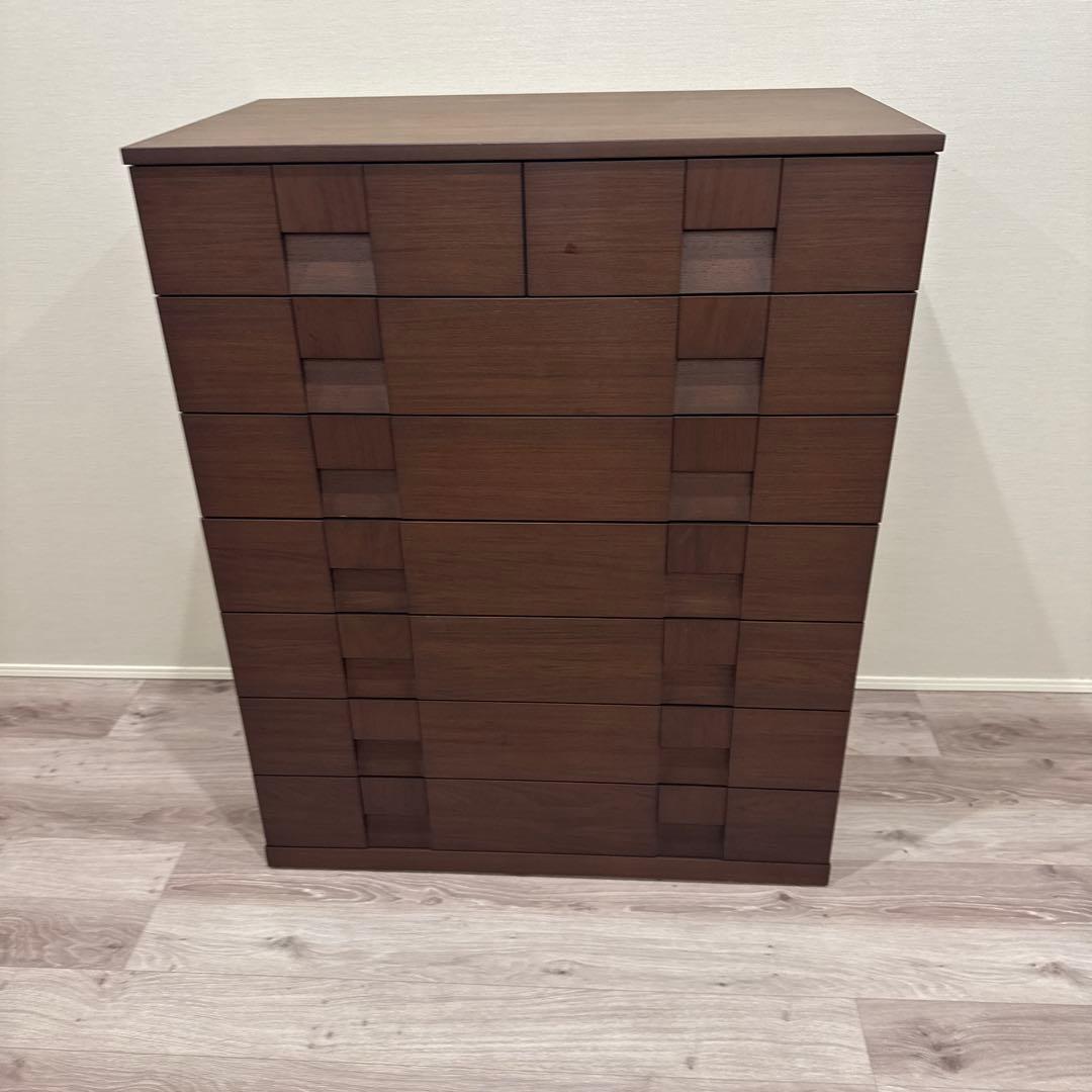 IDC大塚家具｜府中松岡家具｜ブビンガ ジョルニ｜7段ハイチェスト桐タンス50万