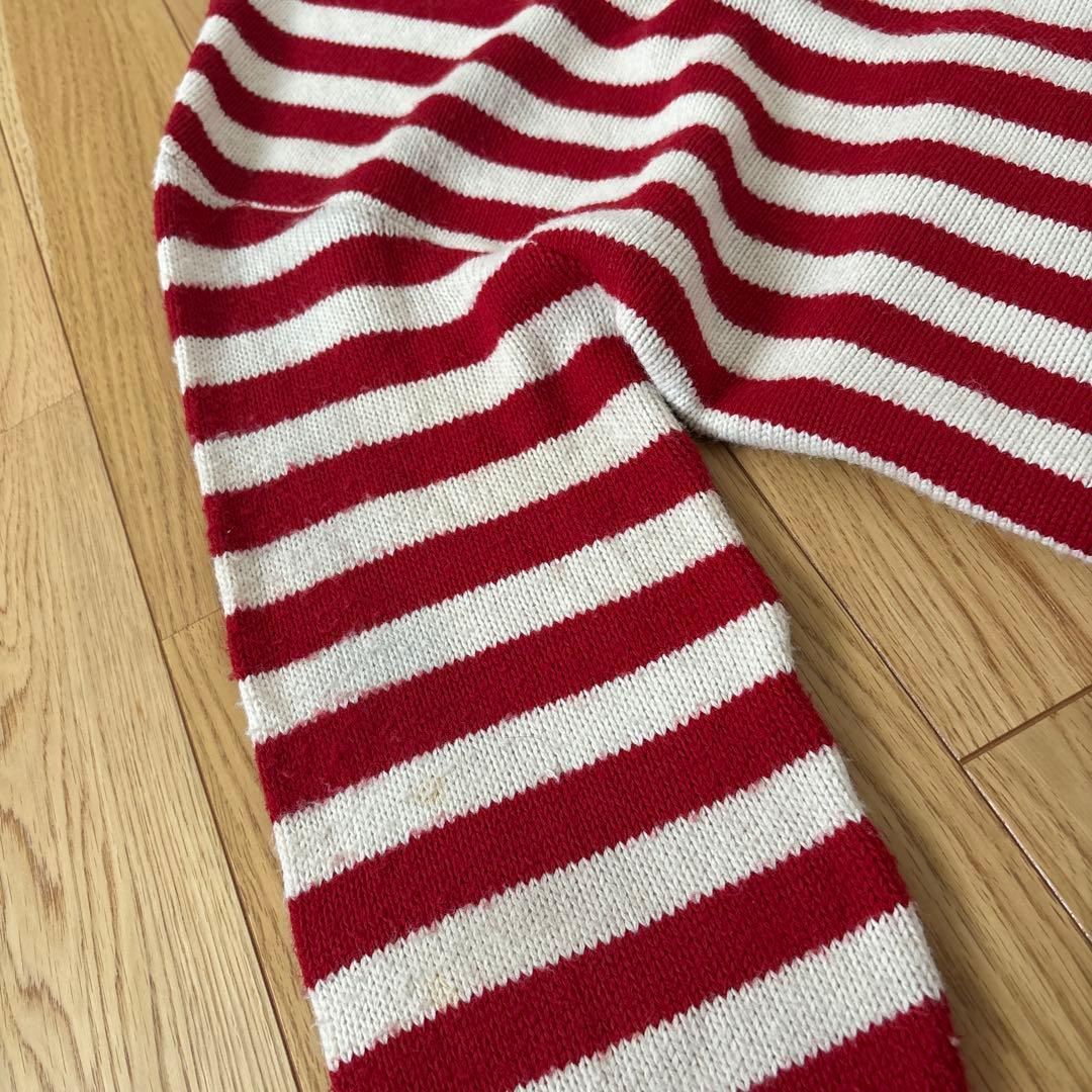 60s 70s レタード　カーディガン　ストライプ　赤白　ヴィンテージ