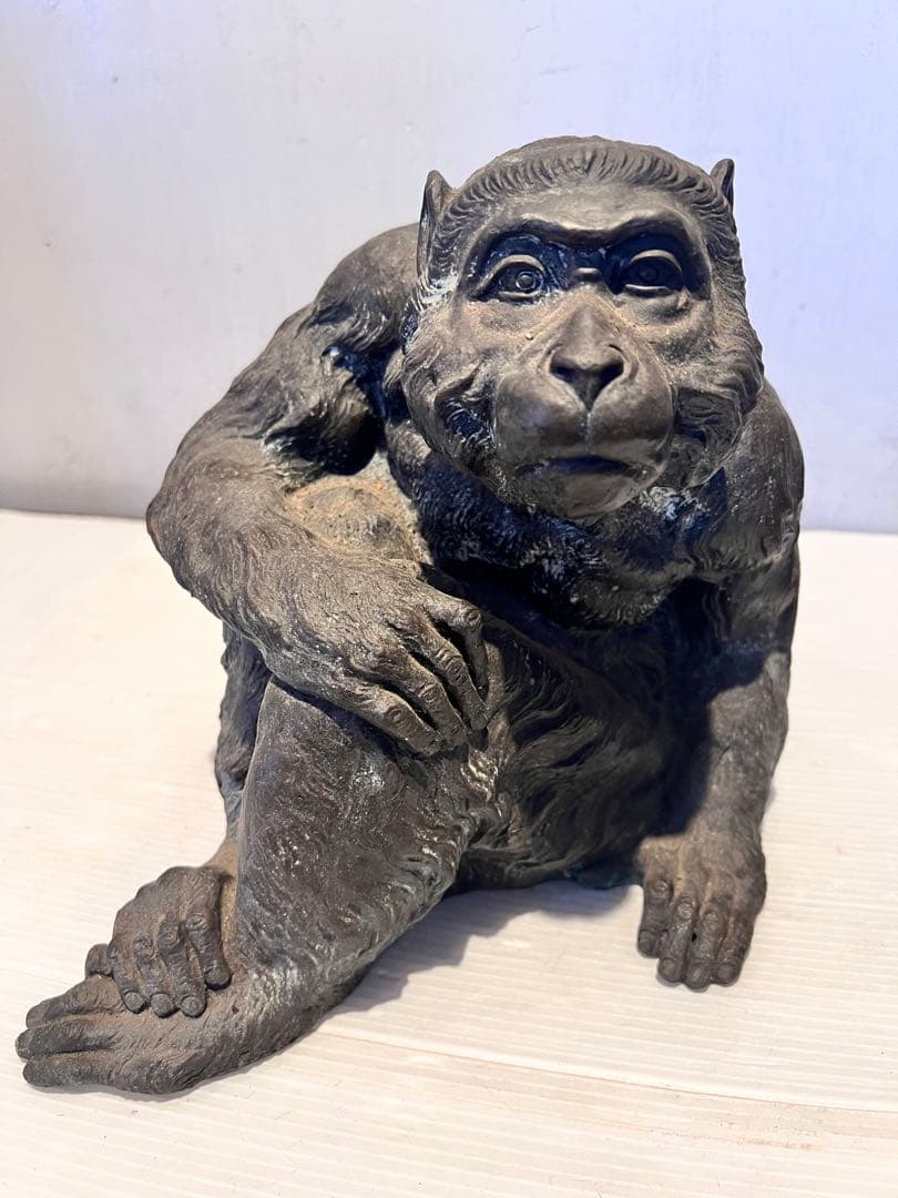 希少品　美術品 銅製 ブロンズ 細密 猿 置物