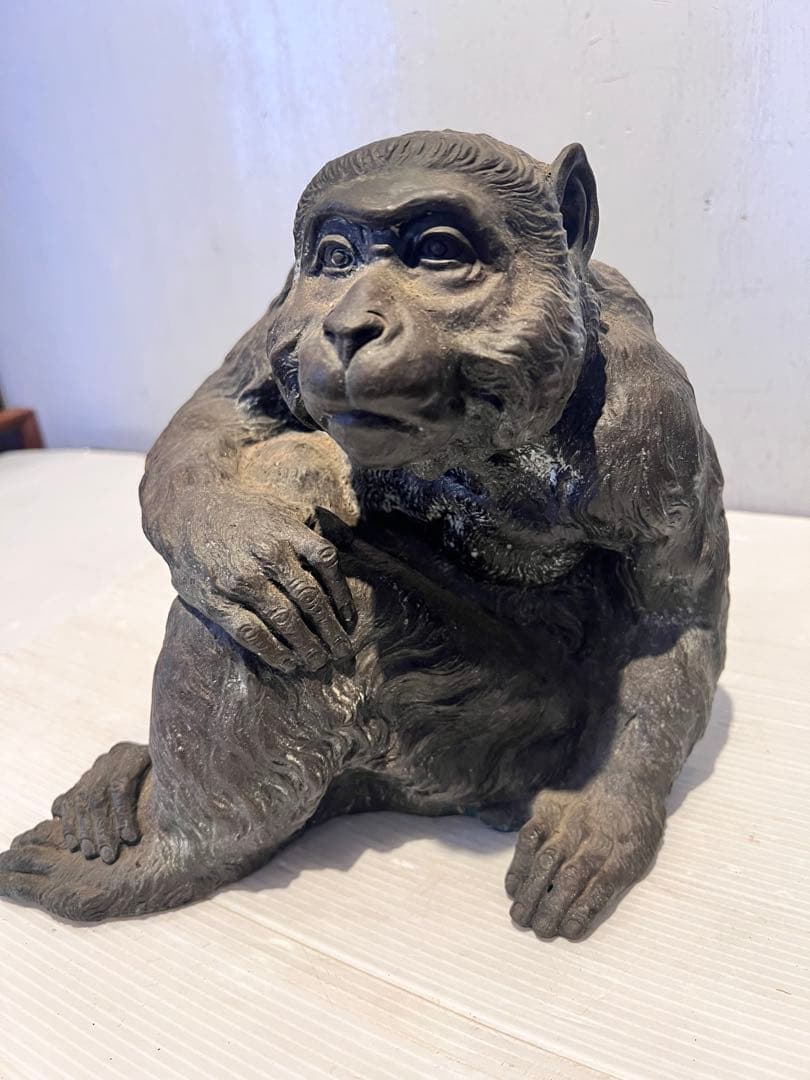 希少品　美術品 銅製 ブロンズ 細密 猿 置物