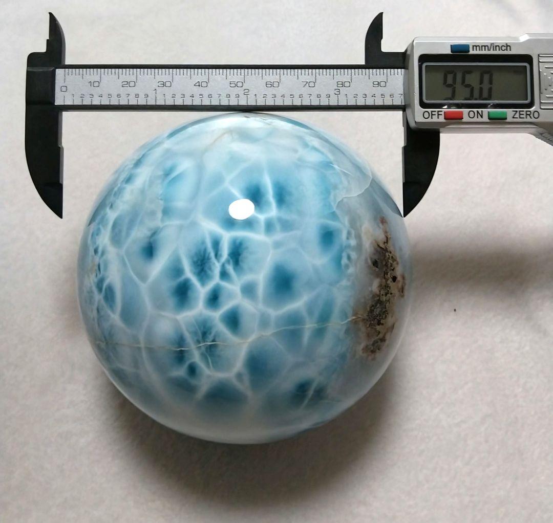 【超レア品】ラリマー特大スフィア　丸玉　置物　原石　超希少　美品　コレクション品