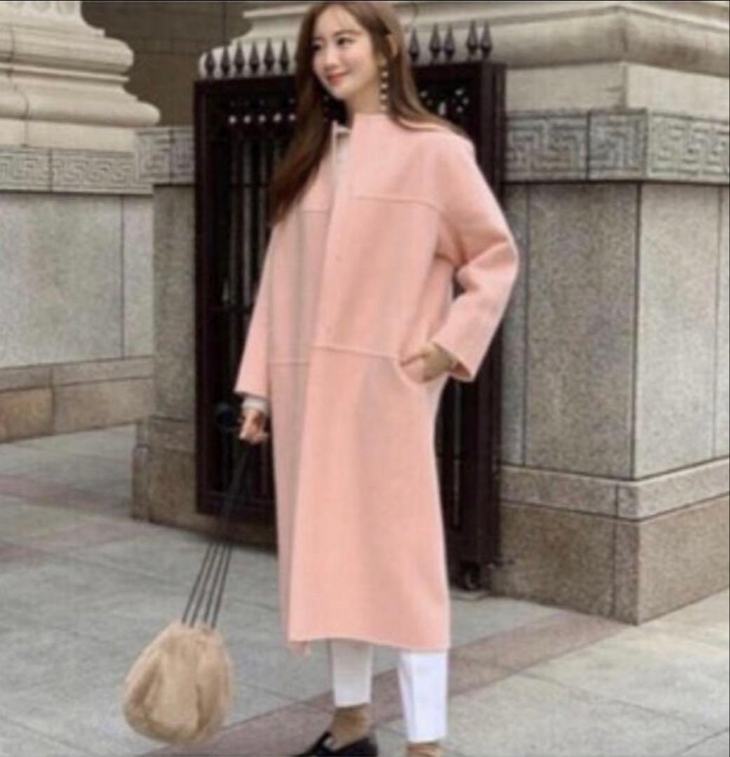 Drawer ドゥロワー　ダブルフェイス ノーカラーメルトンコート　36