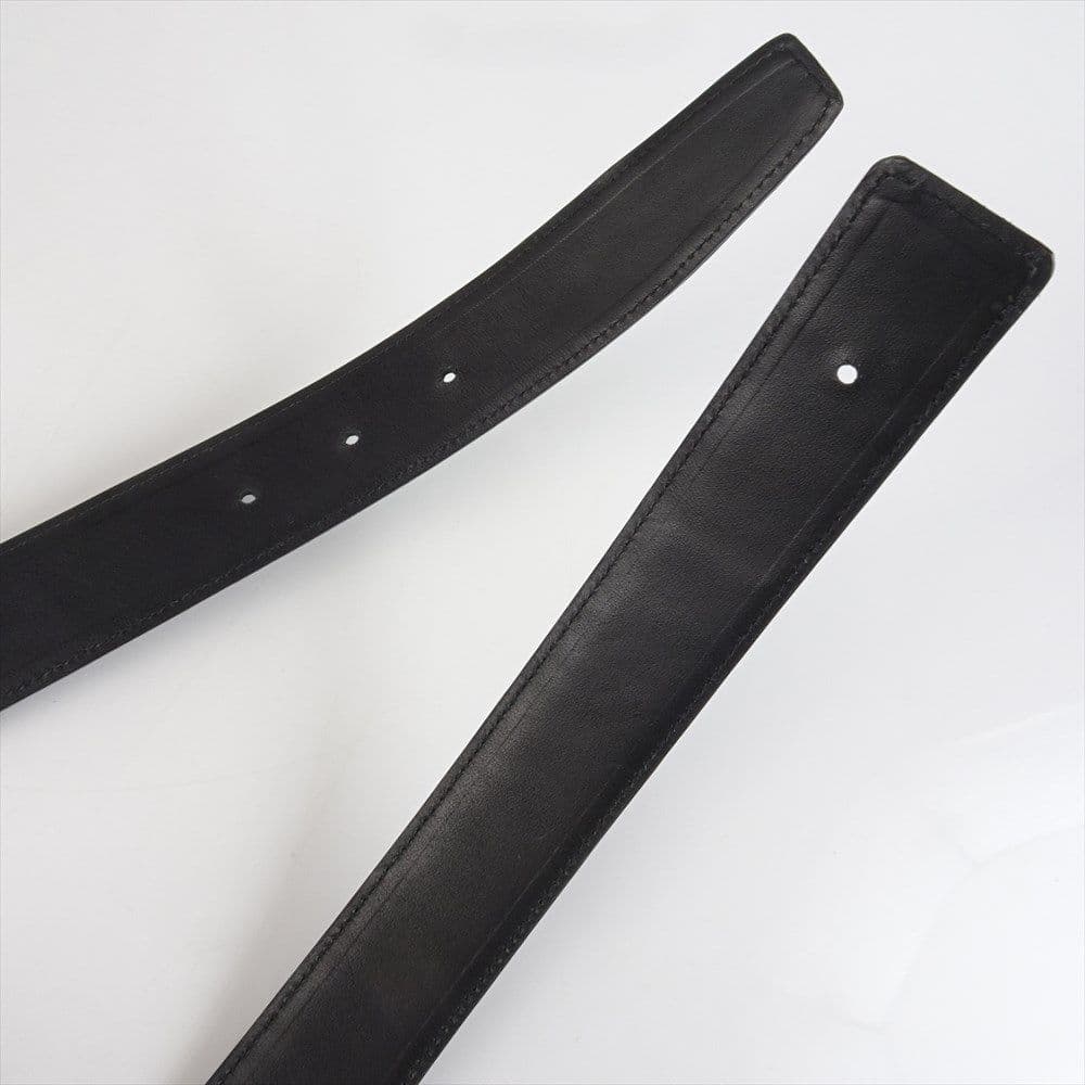 新品 クロコダイルレザー ベルト ツヤ 黒 本革 80cm～105cm Hベルト