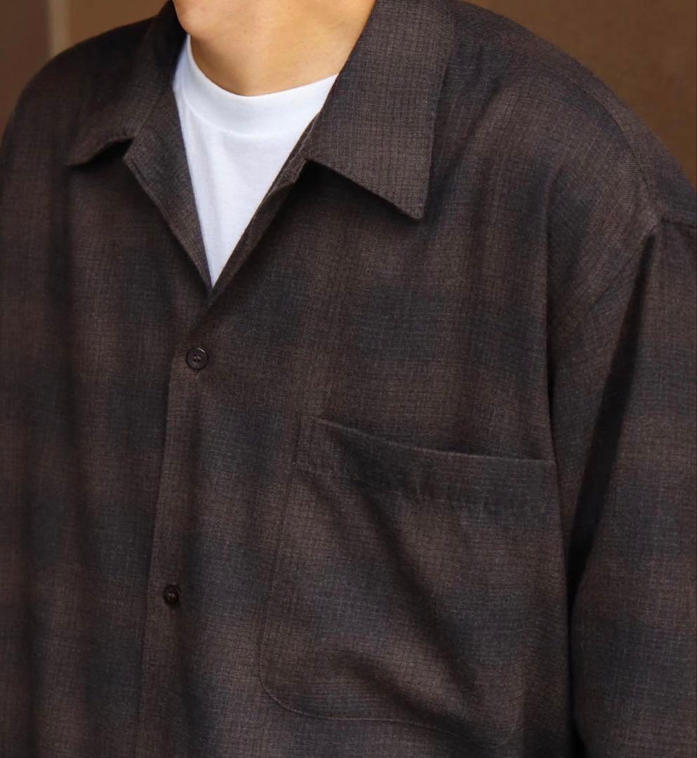 comoli コモリ 22AW オープンカラーシャツ チェックシャツ サイズ4