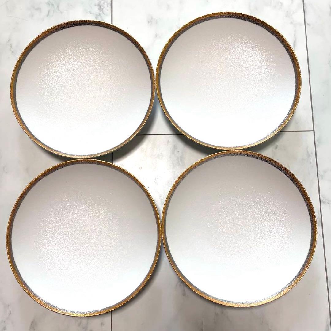 有田焼　スノー渕金銀 平ボウル 金善製陶所 ５枚 金彩　21cm