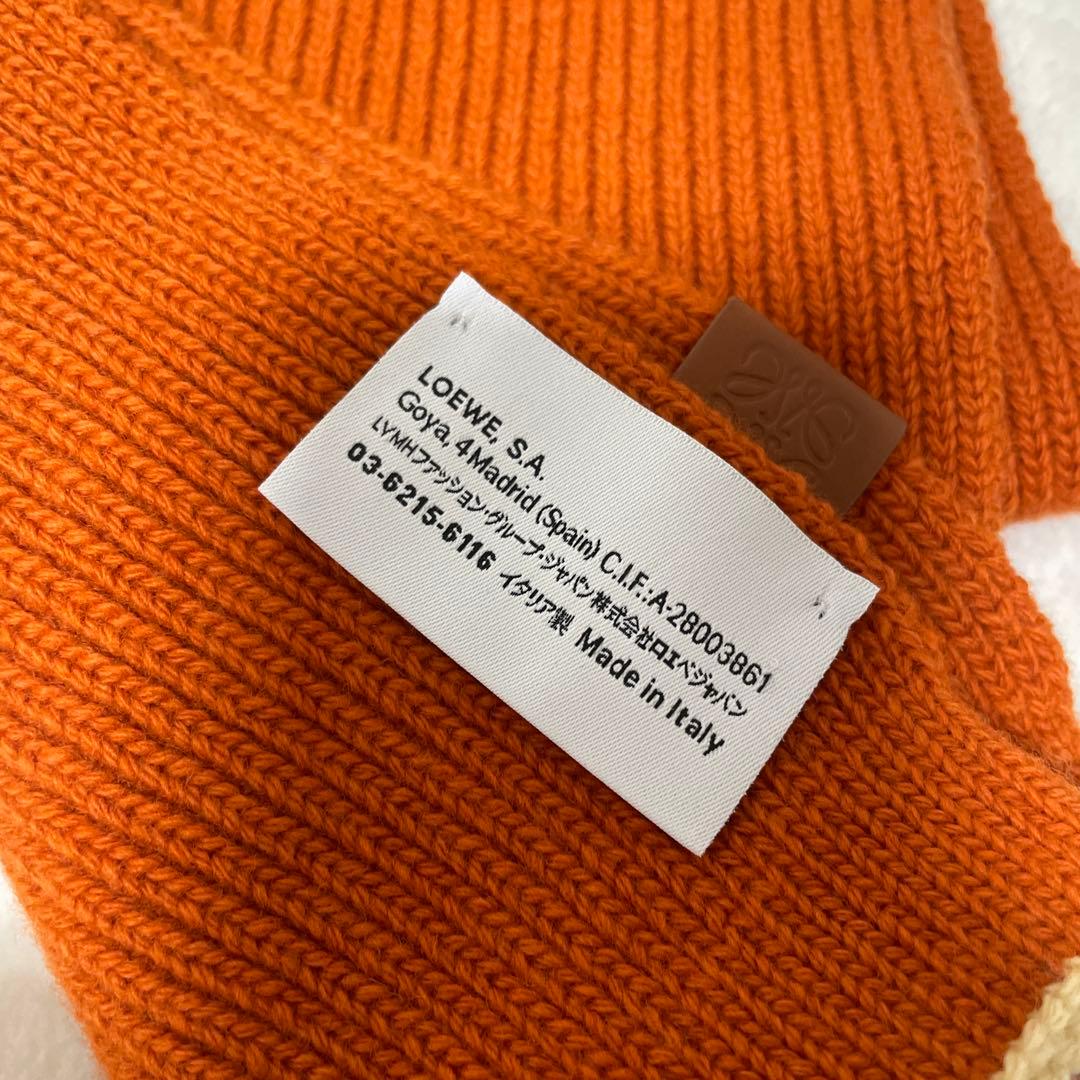 ロエベ　マフラー　オレンジ　編み込みニット