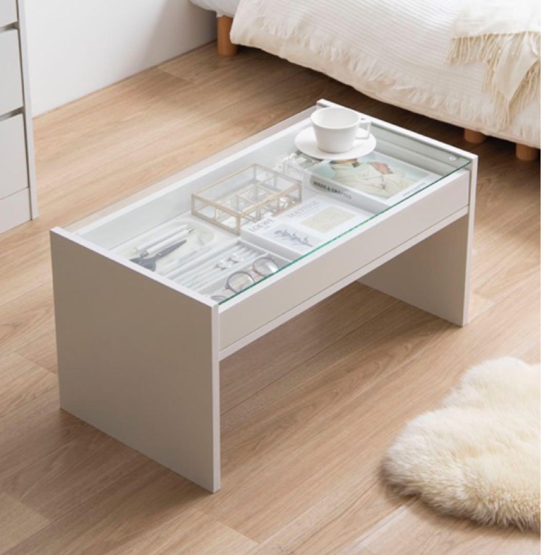 【新品 送料無料】ガラス天板センターテーブル【幅75cm】　全2色　ローテーブル