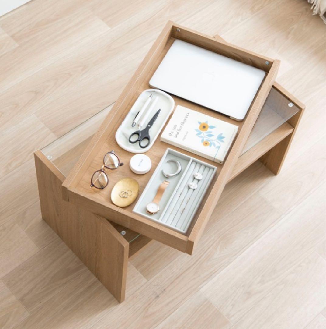 【新品 送料無料】ガラス天板センターテーブル【幅75cm】　全2色　ローテーブル