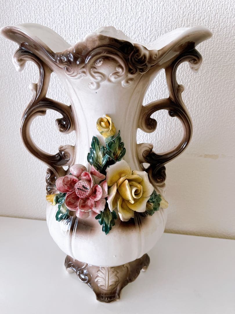 イタリア製　アンティーク陶器花瓶