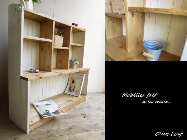 サイズ、デザインオーダー可！●デザインラックW78●シャビーホワイト●受注製作