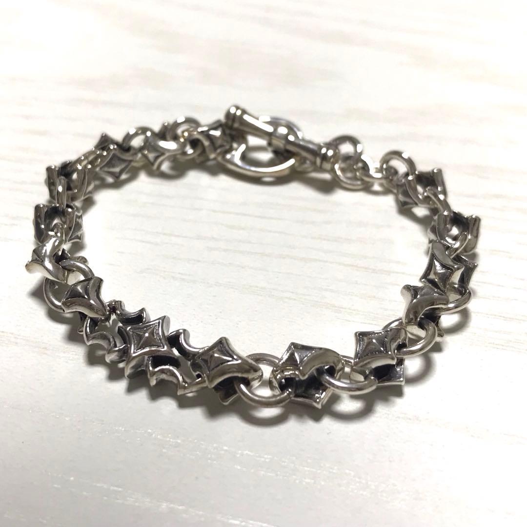 シルバー925 ブレスレット　紋様　タトゥー　ライダース　星　トゲ　派手