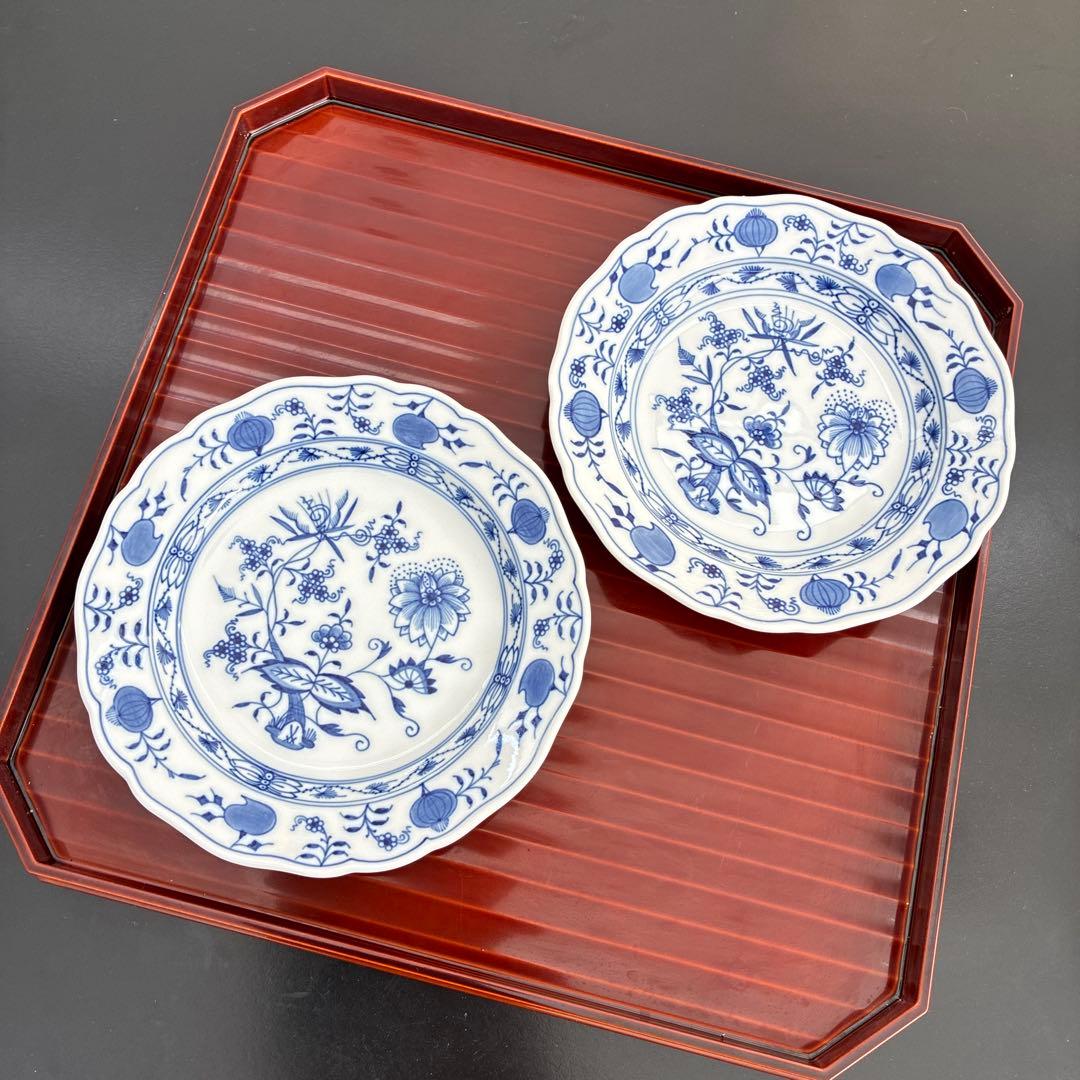 マイセンブルーオニオン　パン（ケーキ）皿18cm 2枚セット