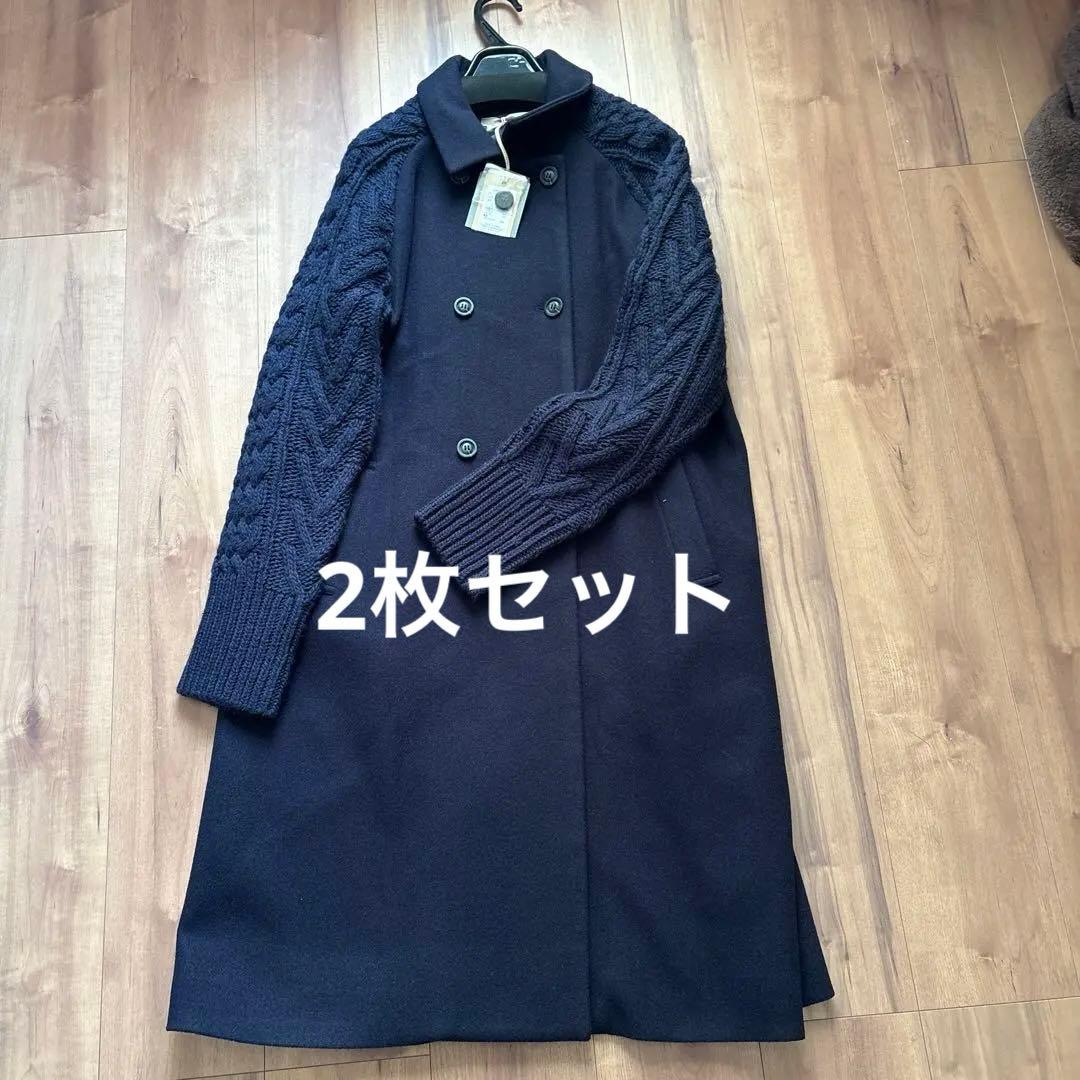 新品　アンナケリー　ロングコート　異素材
