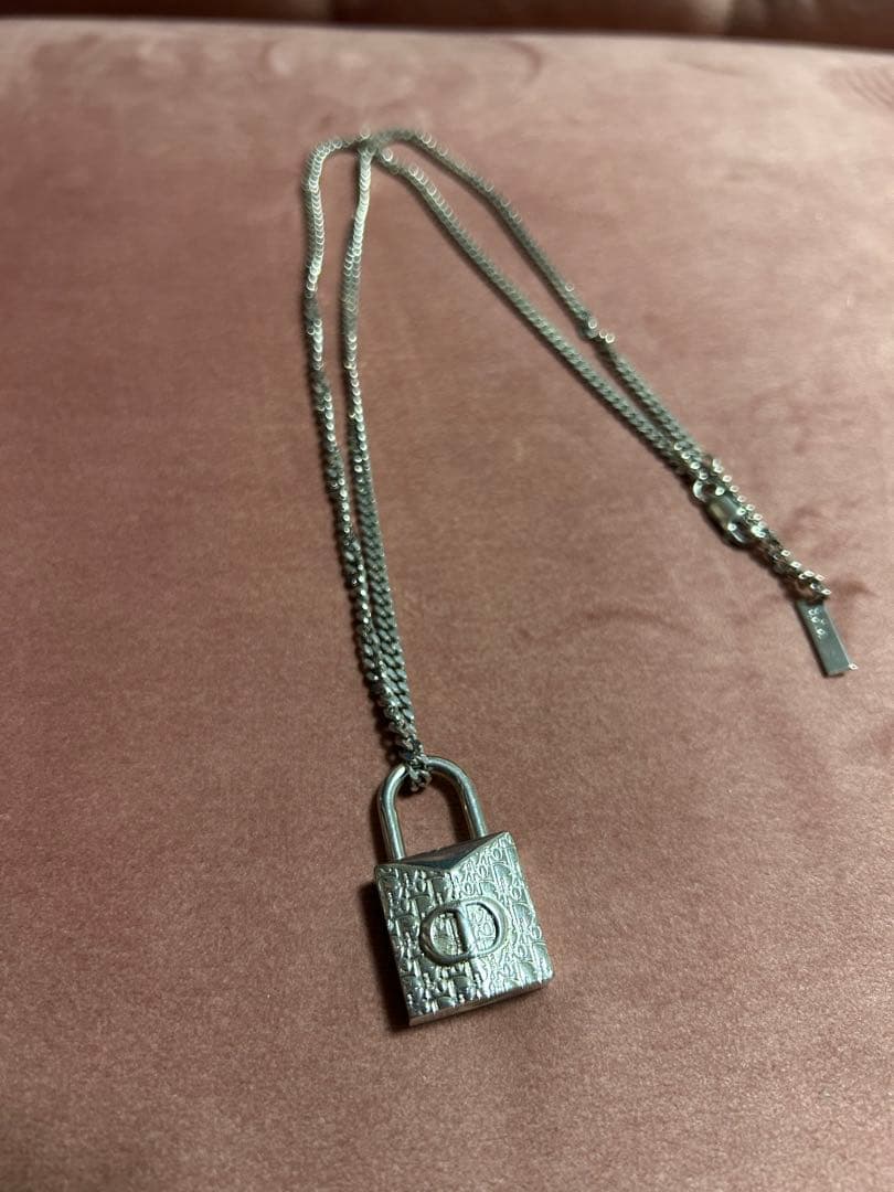 最終　ディオール　ネックレス　シルバー　パドロック　南京錠