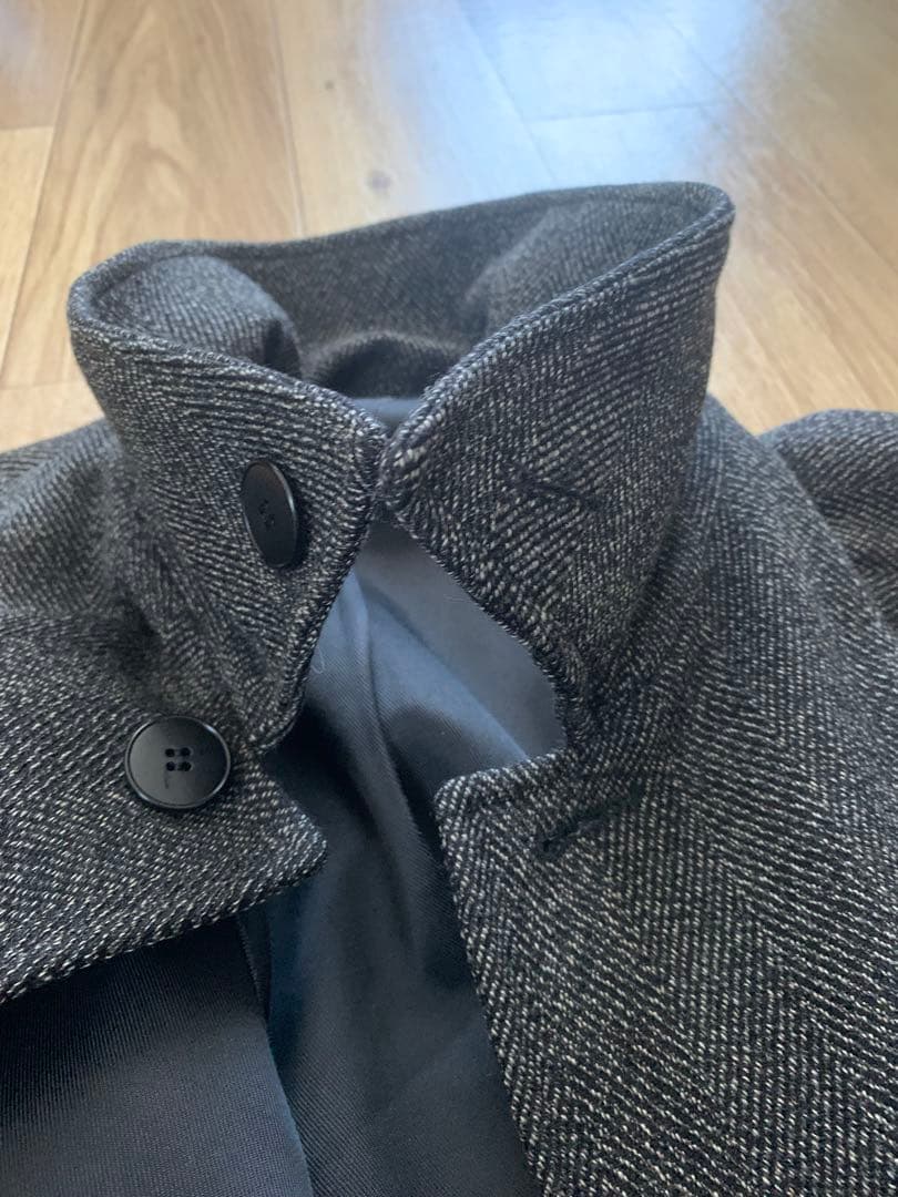 フランス製 agnes b アニエスべー ヘリンボーン ステンカラーコート