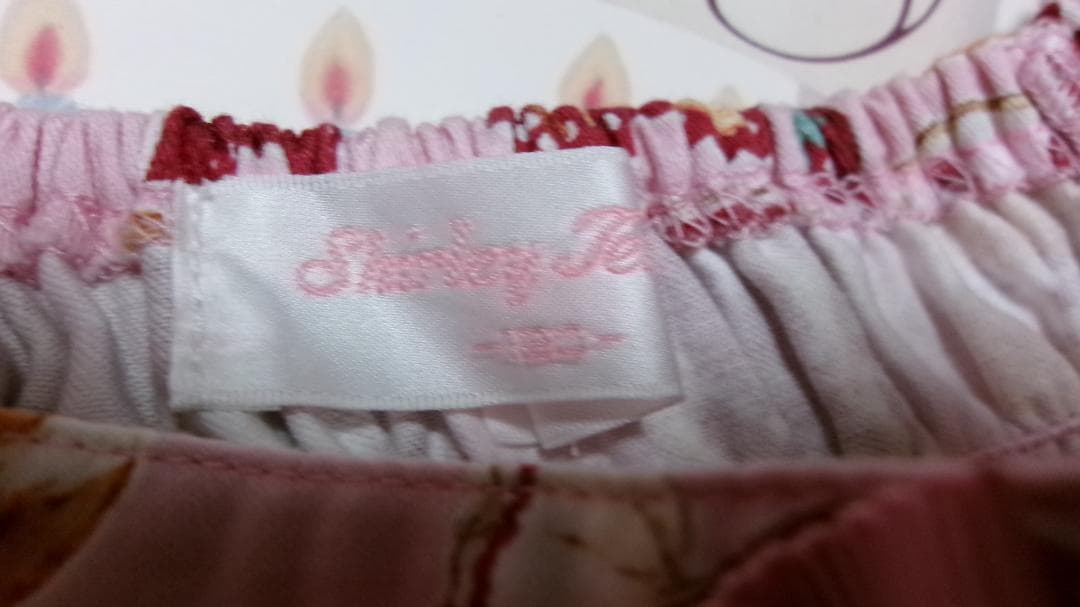 シャーリーカフェプリントワンピース・ピンク120・USED・シャーリーテンプル・