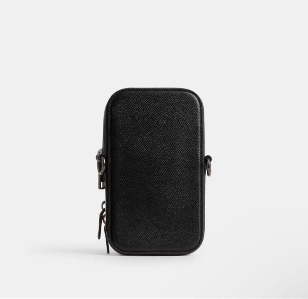COACH クロスボディバッグ スマホショルダーバッグ ブラック レザー