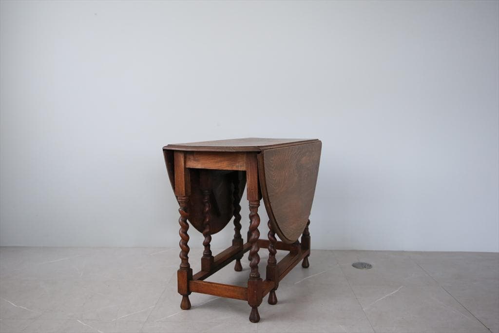 英国アンティーク木製ゲートレッグテーブル/ダイニング机バタフライ(92-32)