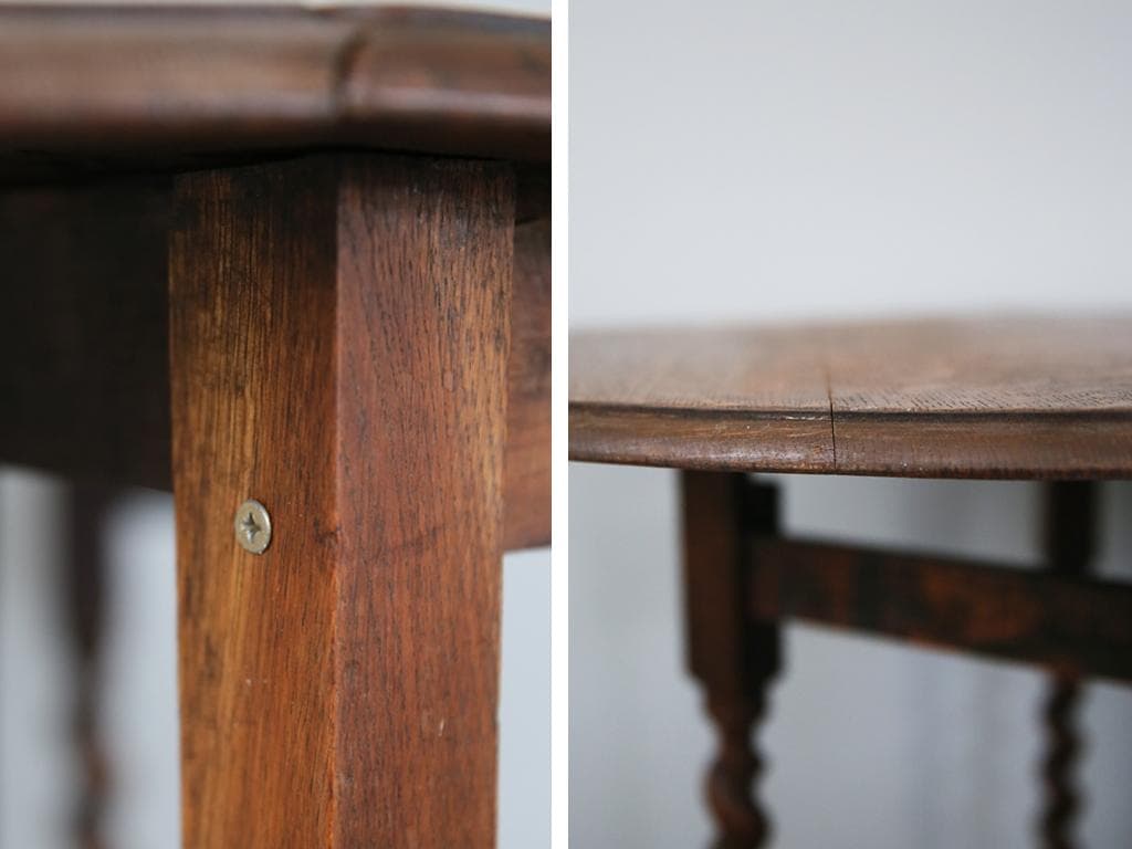 英国アンティーク木製ゲートレッグテーブル/ダイニング机バタフライ(92-32)