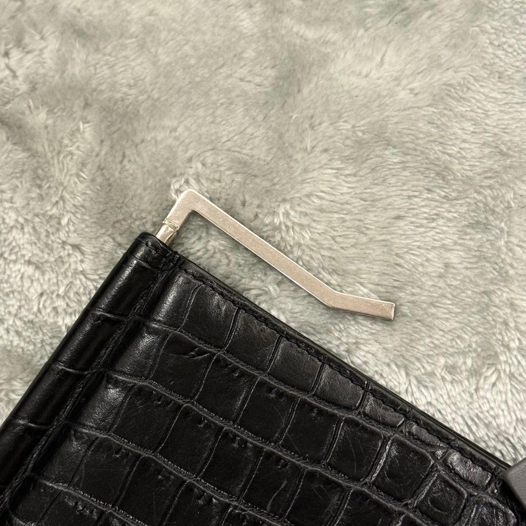 ⭐️未使用級⭐️ 　サンローラン　マネークリップ　クロコ型押し　シルバー金具