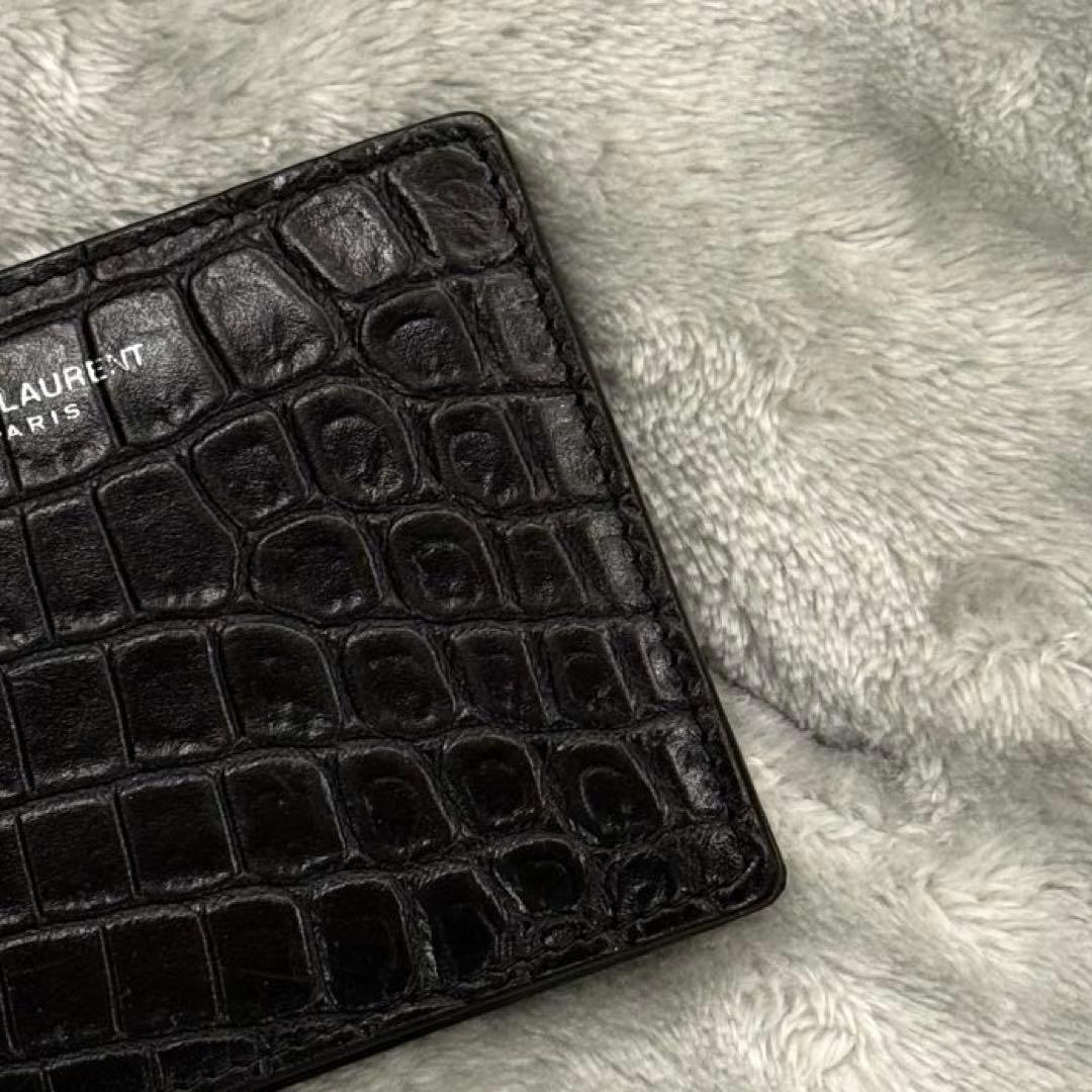 ⭐️未使用級⭐️ 　サンローラン　マネークリップ　クロコ型押し　シルバー金具