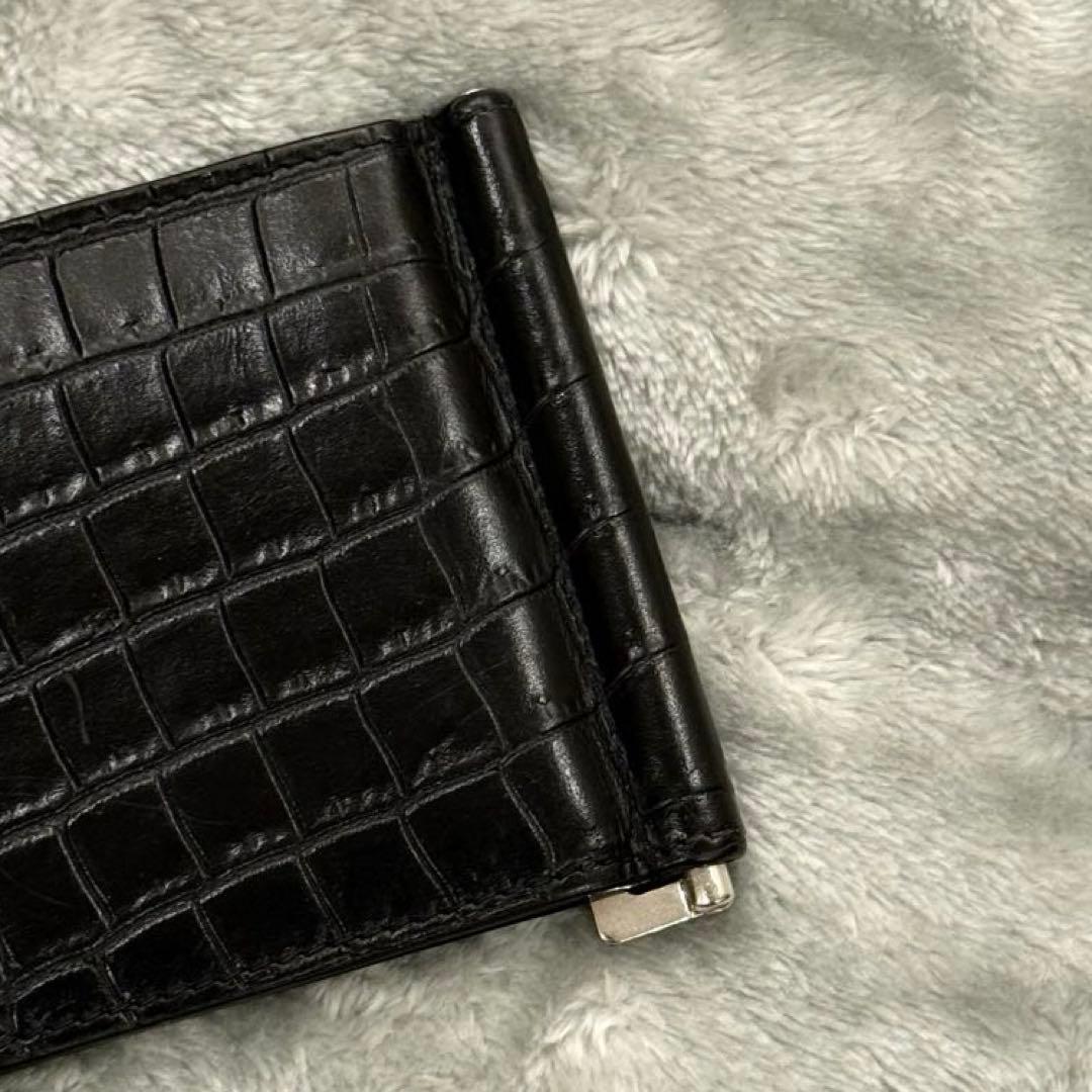 ⭐️未使用級⭐️ 　サンローラン　マネークリップ　クロコ型押し　シルバー金具