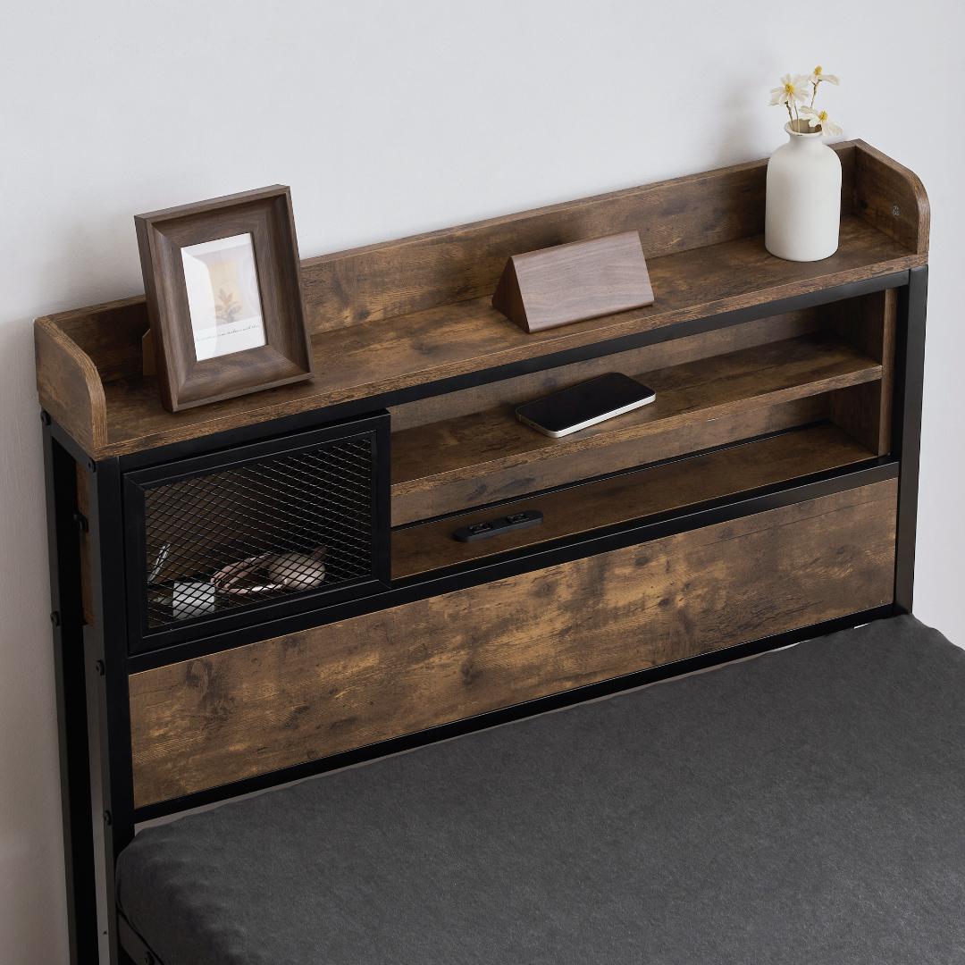 赤字！S ベッドフレーム シングル シングルベッド ンセント・宮付き　北欧風