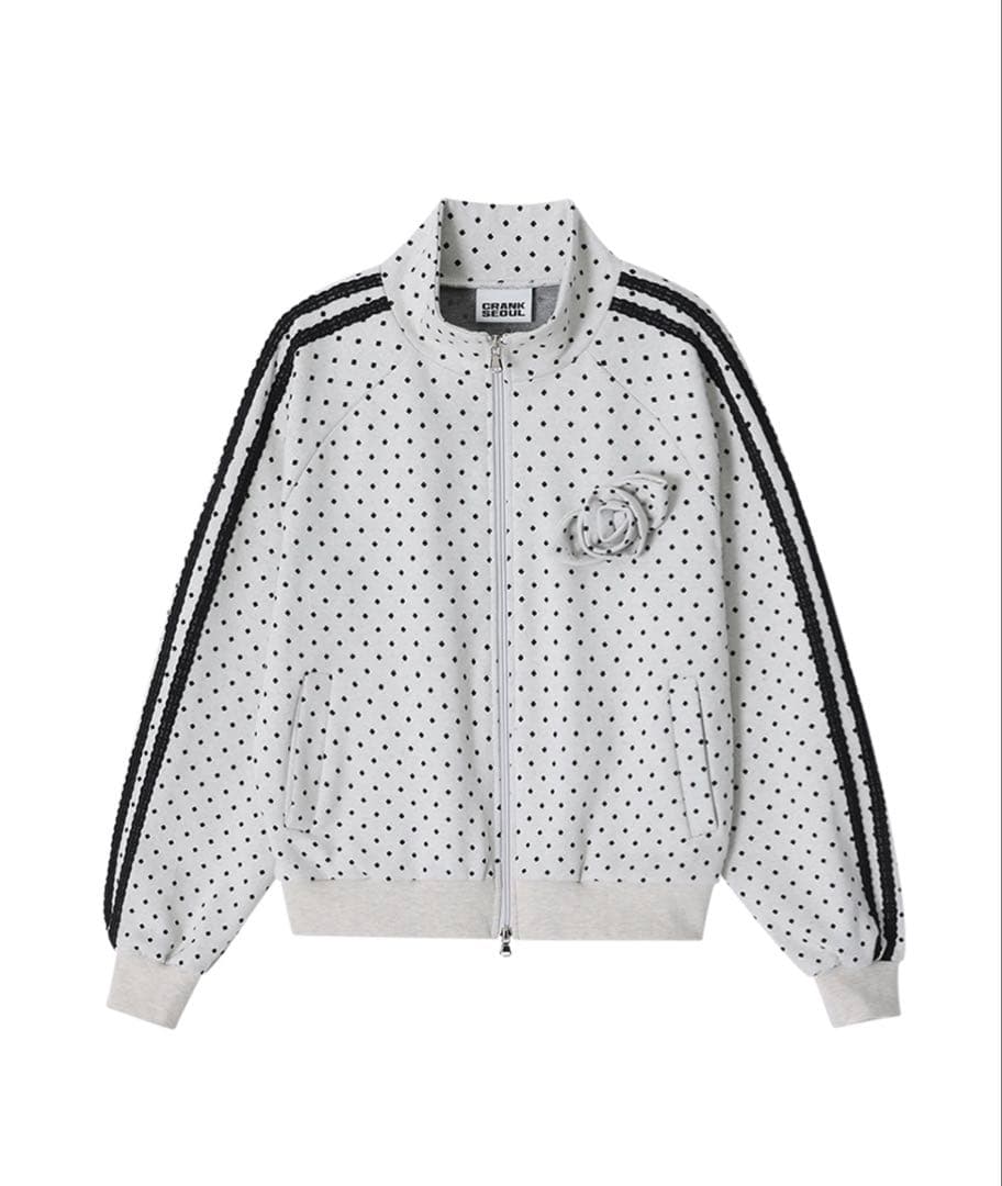 crank(クランク)ローズドットトラックジャケット_オートミール