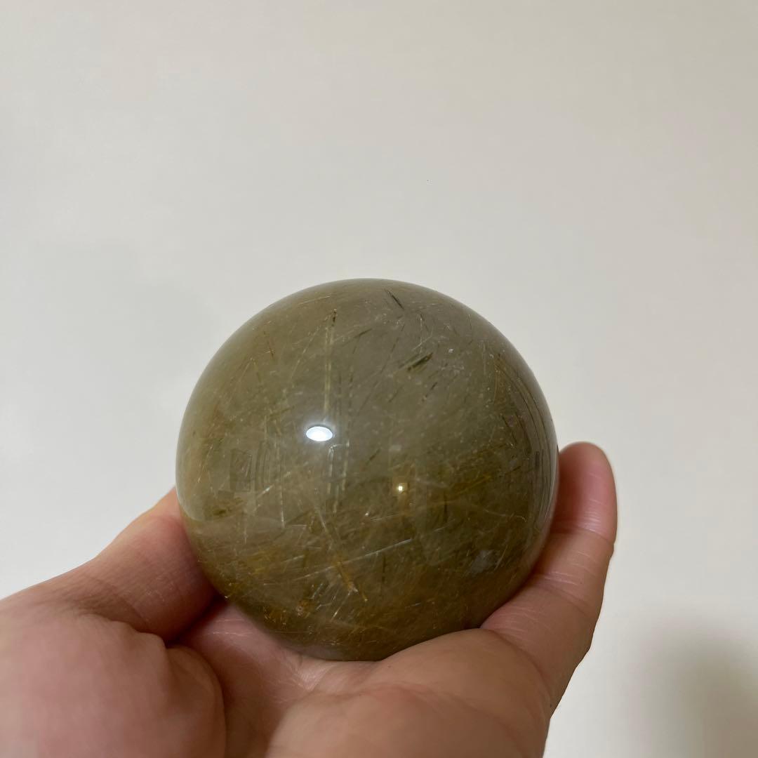 【天然石】 ルチルクォーツ スフィア 丸玉 台座付き パワーストーン