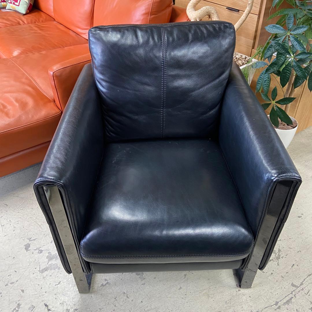 大塚家具⭐️エルエス　L/S 58N アームチェア　レザー　ブラック　1人掛け