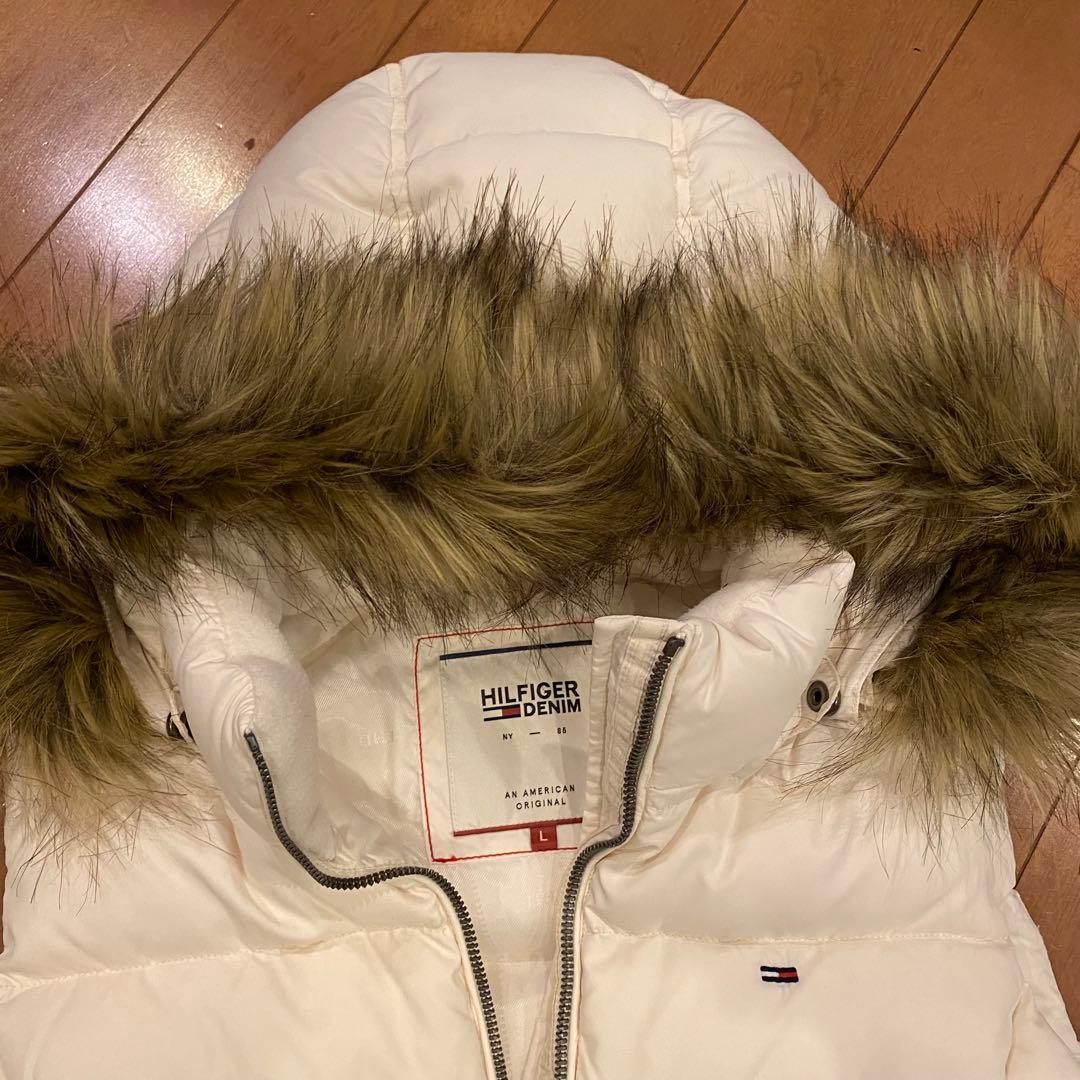  DENIM ファー付きダウンベスト L