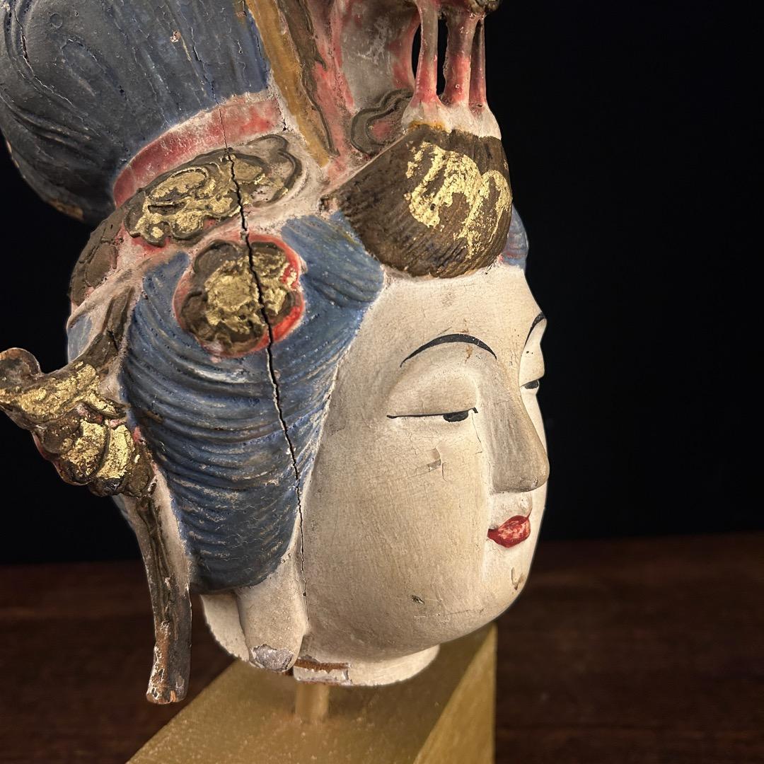 Y*u様 木雕加彩観音 仏頭