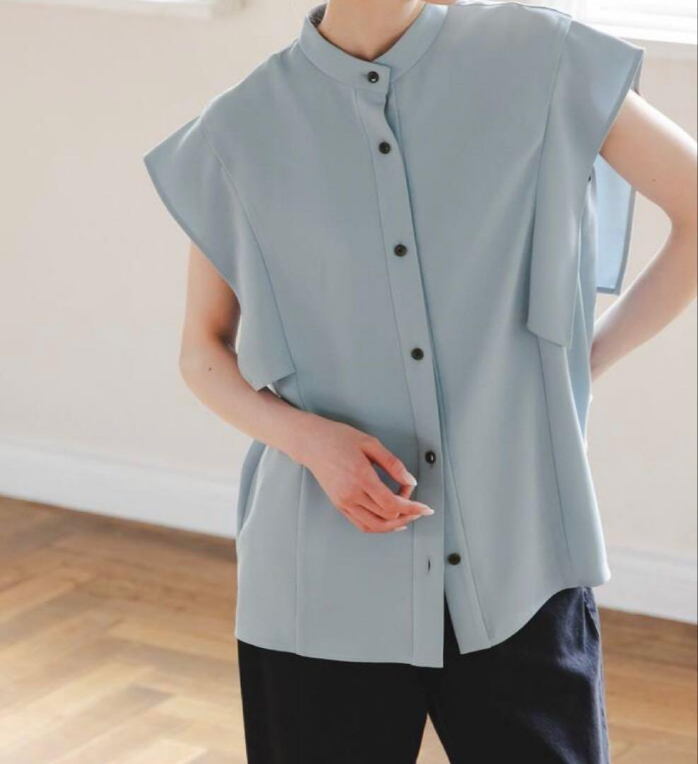 sakuさま専用 noble スクエアースリーブフロントオープンブラウス ブルー