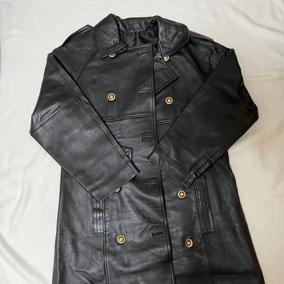 VERSACE ヴェルサーチ レザー 本革 ロングコート