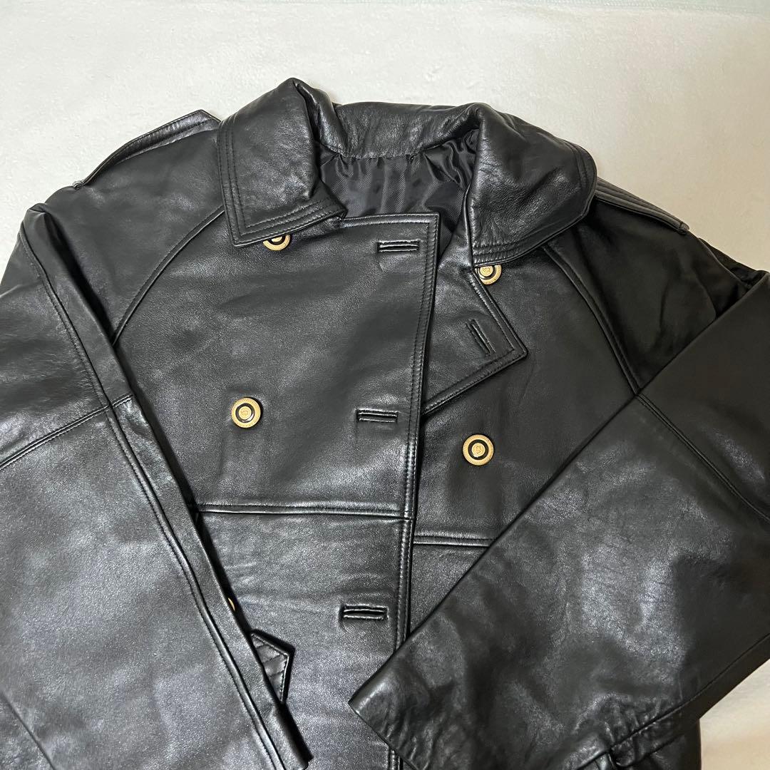 VERSACE ヴェルサーチ レザー 本革 ロングコート