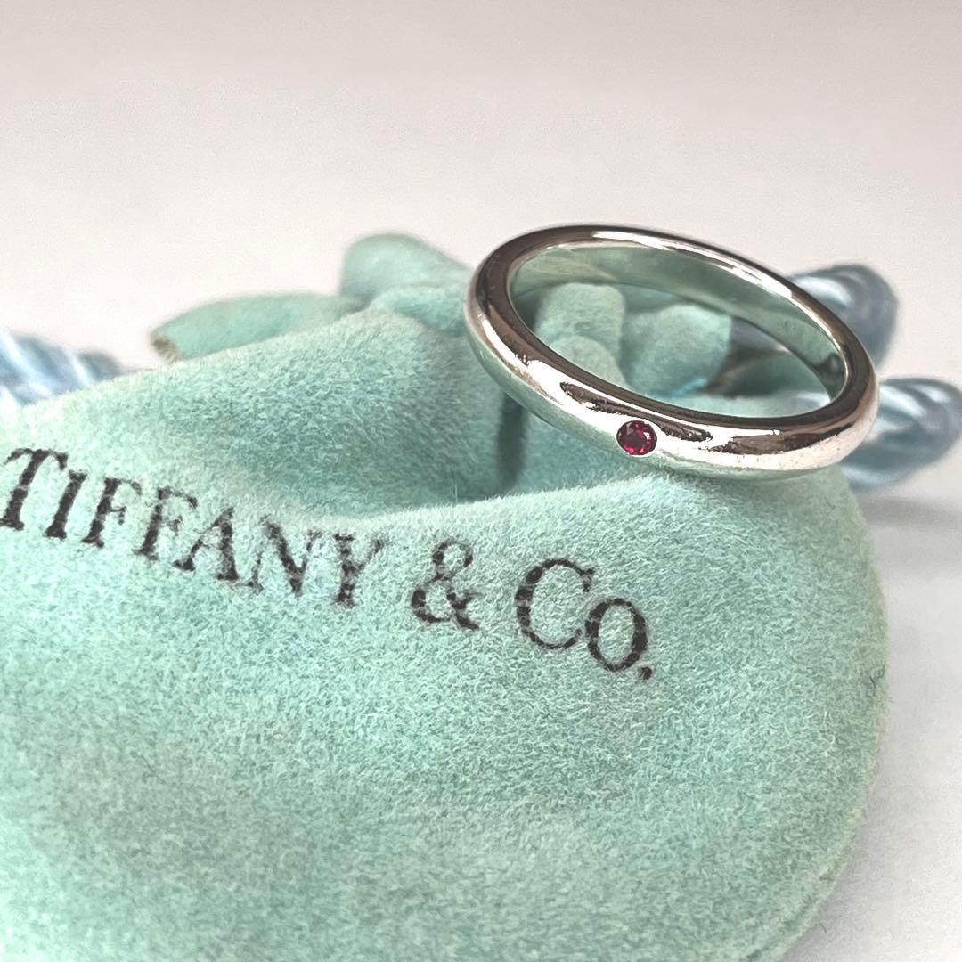 美品 ティファニー スタッキングバンド ルビー リング 9号 シルバー925