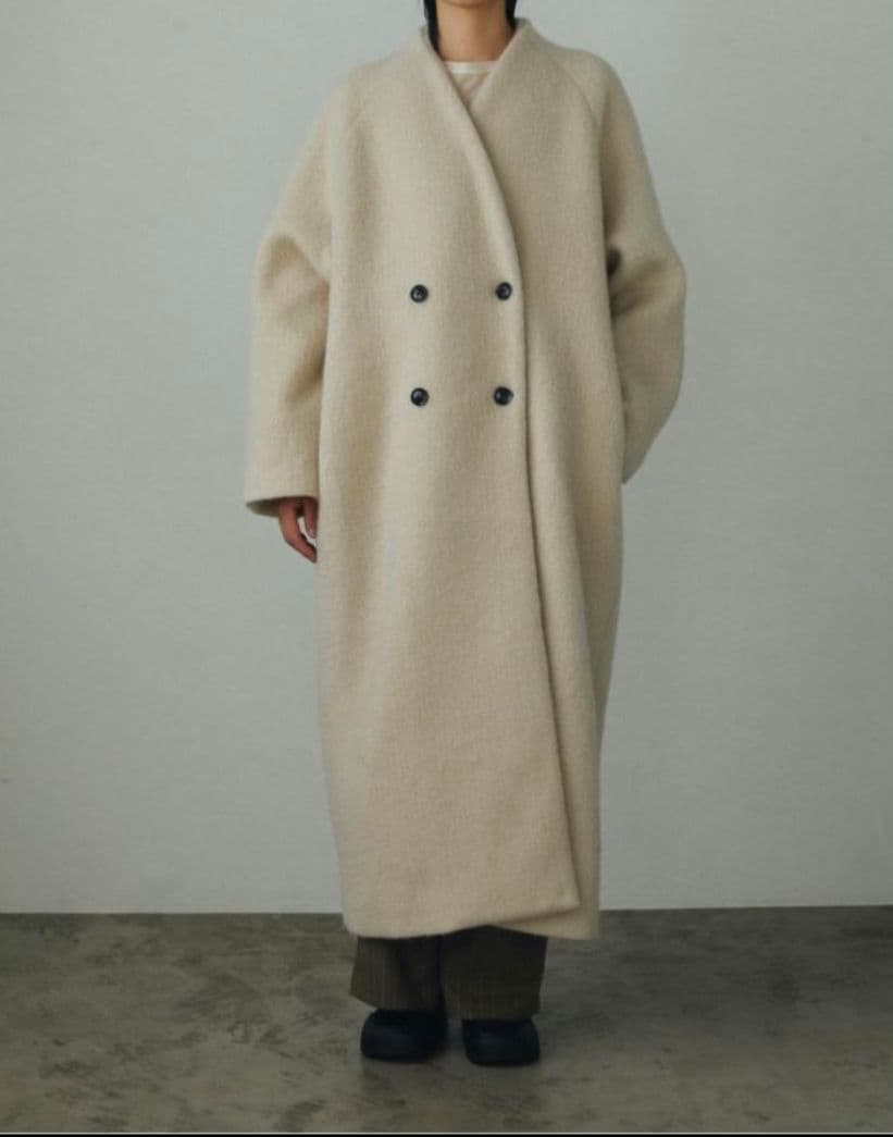 タグ付新品【anuke】Collarless Shaggy Coat 38サイズ