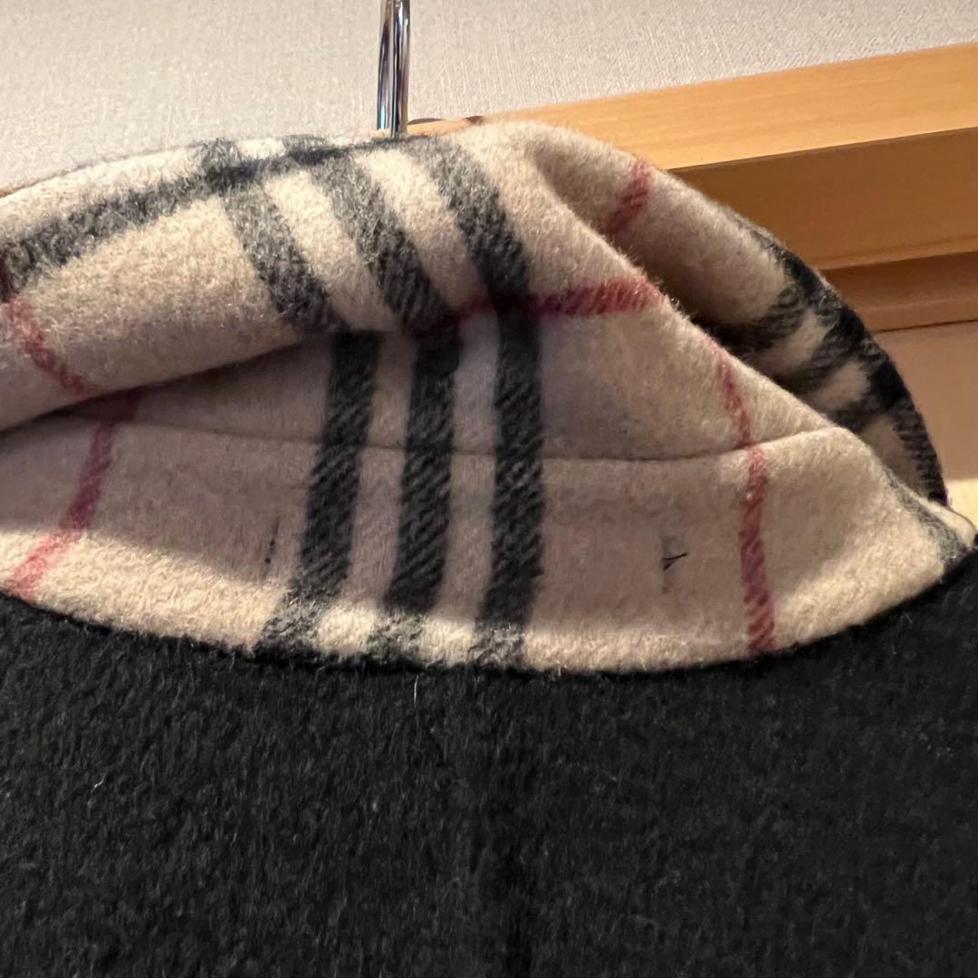 バーバリーロンドン ロングコート ノバチェック カシミヤ 黒　40サイズ
